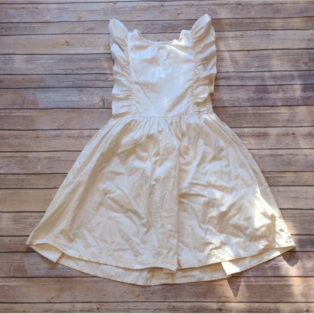 J. Crew Crewcuts Flutter-Sleeve Ruffle Dress in Cotton Satin - Ivory -14Y